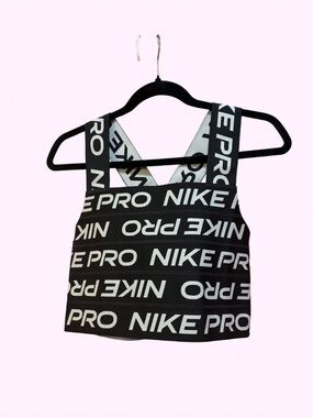 Nike Black & White Pro Logo Crop Tank